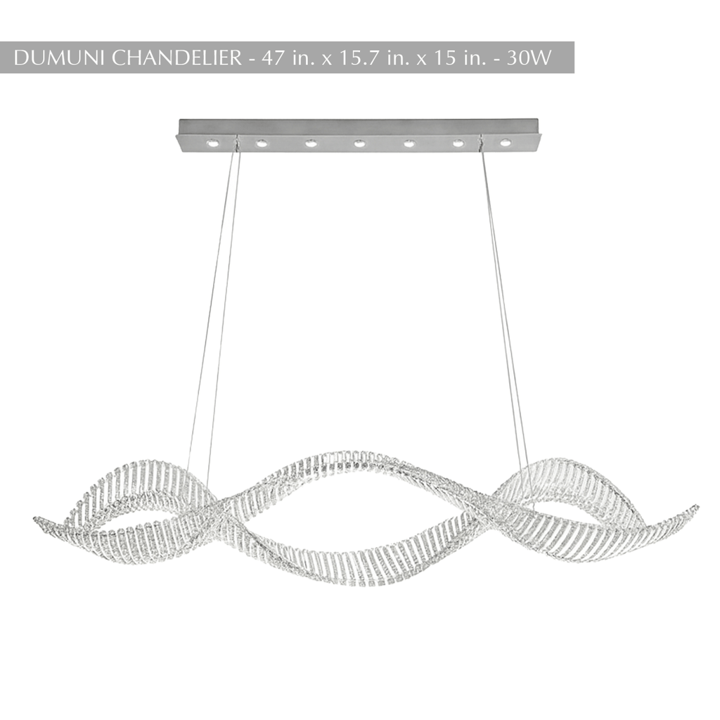 Undulating Crystal Arc Chandelier In Brushed Steel With Gold Or Chrome Finish