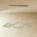 Undulating Crystal Arc Chandelier In Brushed Steel With Gold Or Chrome Finish