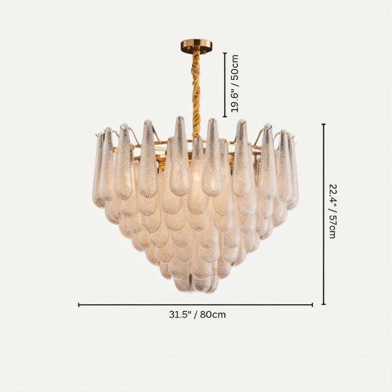 Mid-Century Glasblüten-Kronleuchter mit kreisförmigem Rahmen und goldenen Akzenten