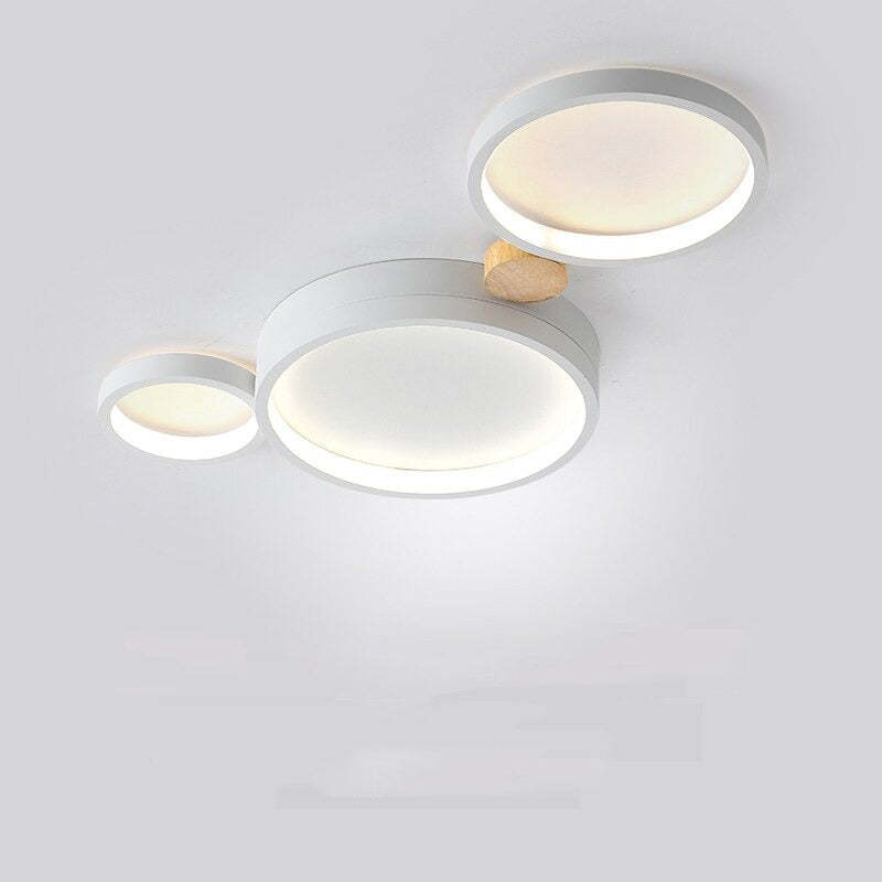 NovaLumen Metal and Wood Ceiling Light, 3 to 7 Lamps, White, Gray or Green