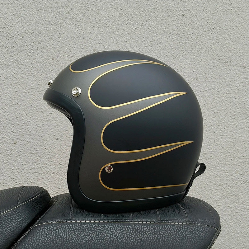 Cască retro de motocicletă AeroGuard, certificată DOT și ECE, cu carcasă din fibră de sticlă