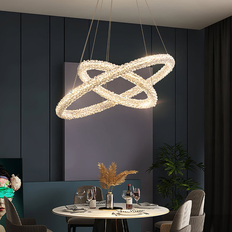 Kristy Art Deco Chandelier, Metal & Crystal, 1/2/3 Ring | Fioriscas