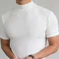 Mock-Neck Slim-Fit T-Shirt for Men, Short-Sleeve Stretch Cotton Tee