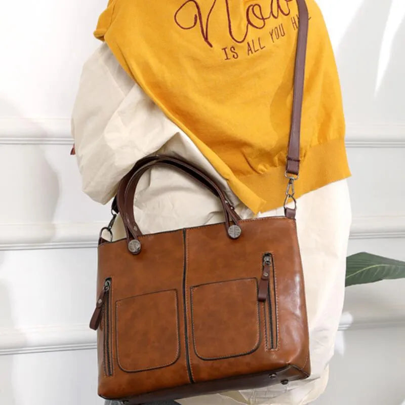 Leather Tote Bag, NordVine Handcrafted Nordic-Style Design