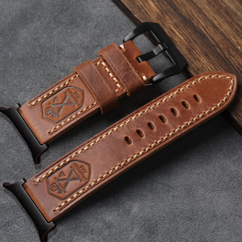 Full-Grain Leather Watch Band, Vintage Patina, Fits Samsung Watch Ultra 47mm