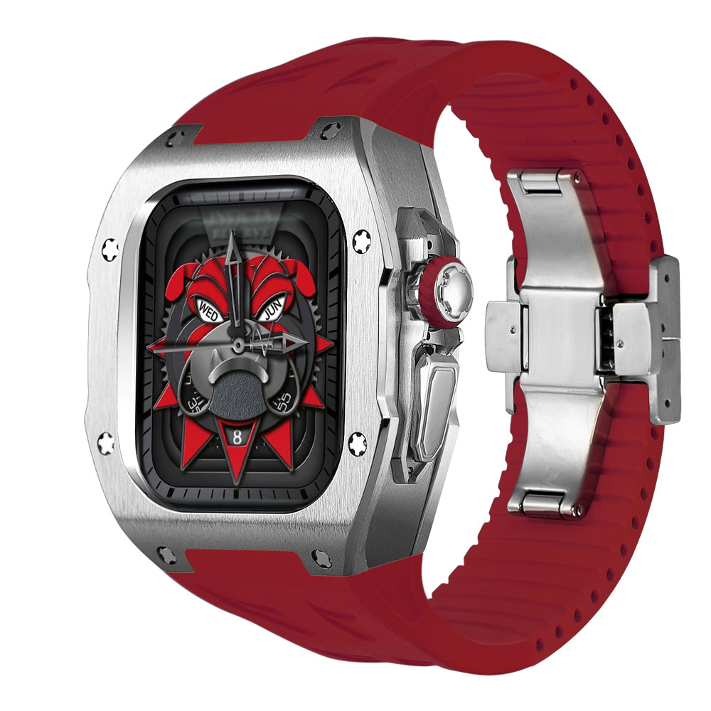 Kit de modification de boîtier en titane pour Apple Watch Ultra avec bracelet en caoutchouc fluoré