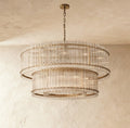Lumora Two Tier Glass Chandelier With Hand Raked Panels And Soft Glow