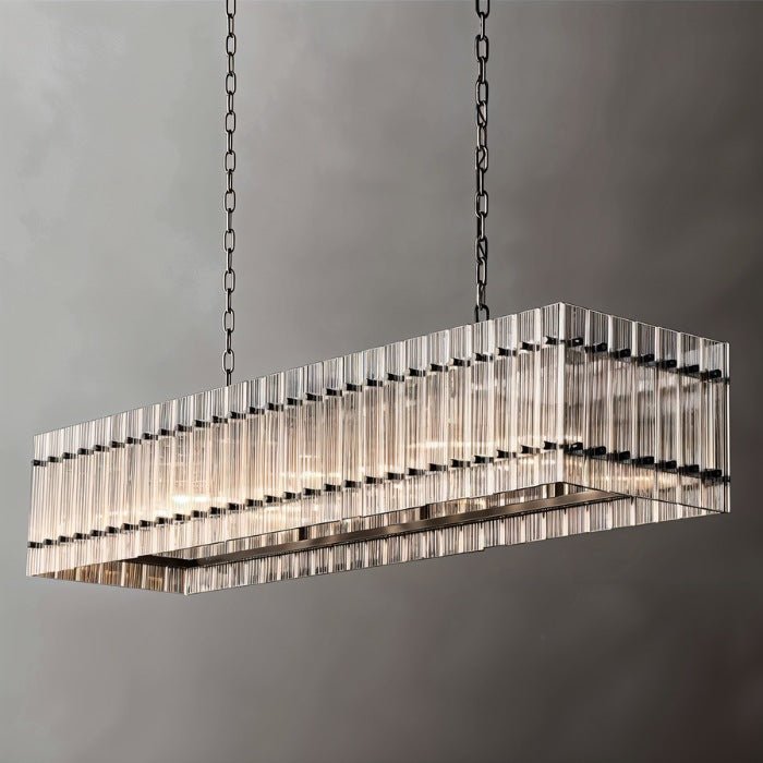 Aurora Glass Panel Linear Chandelier With Diffused Glow