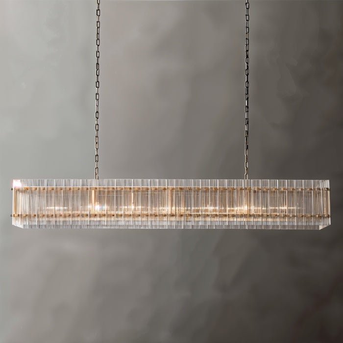 Aurora Glass Panel Linear Chandelier With Diffused Glow