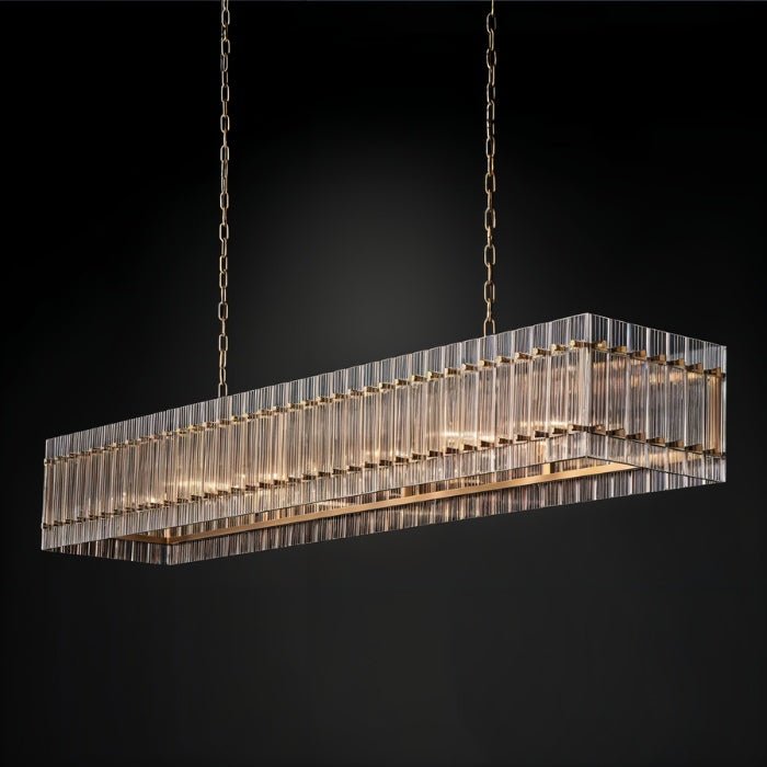 Aurora Glass Panel Linear Chandelier With Diffused Glow