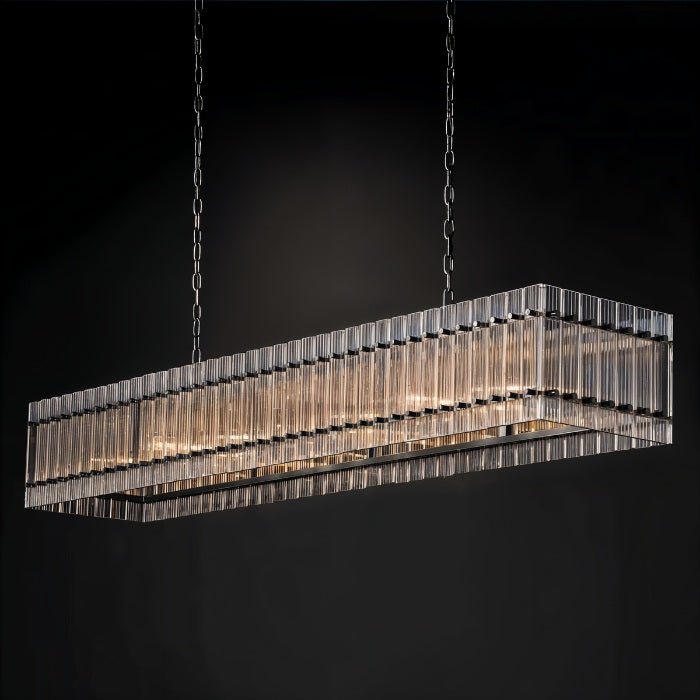 Aurora Glass Panel Linear Chandelier With Diffused Glow