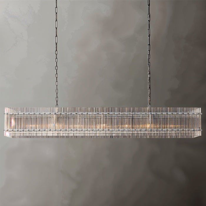 Aurora Glass Panel Linear Chandelier With Diffused Glow