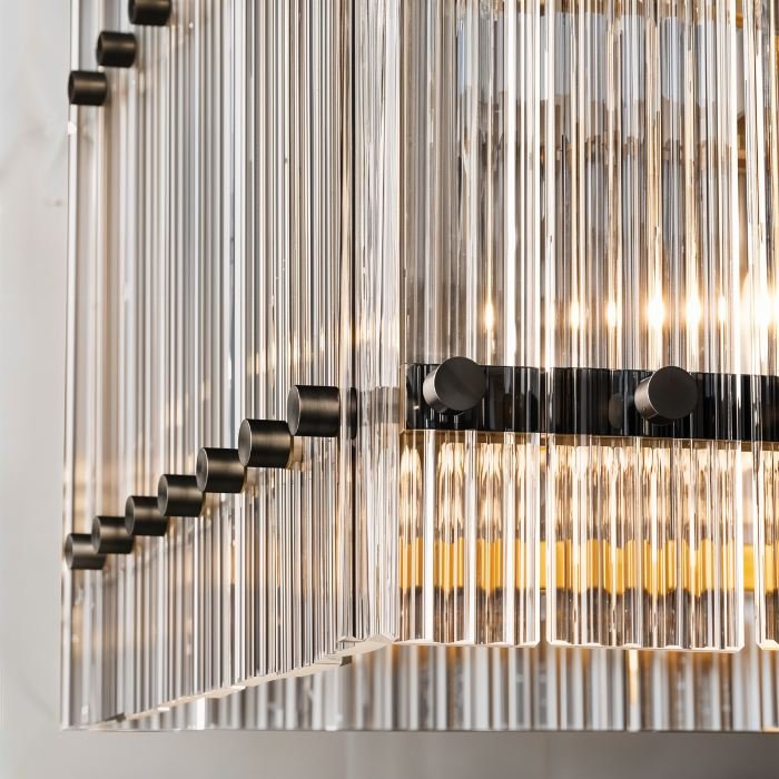 Aurora Glass Panel Linear Chandelier With Diffused Glow