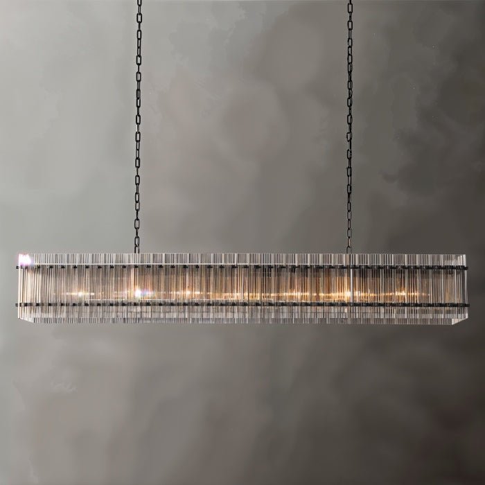 Aurora Glass Panel Linear Chandelier With Diffused Glow