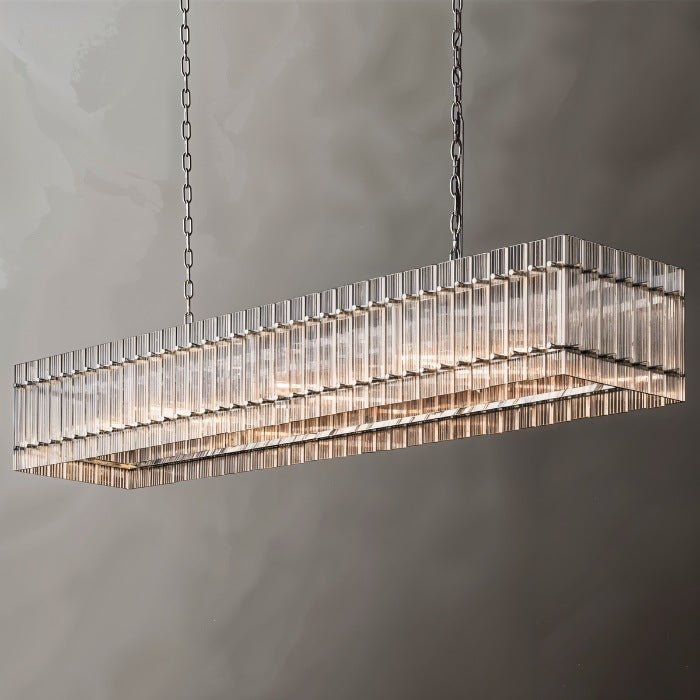 Aurora Glass Panel Linear Chandelier With Diffused Glow