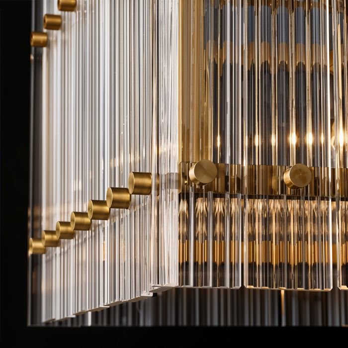 Aurora Glass Panel Linear Chandelier With Diffused Glow