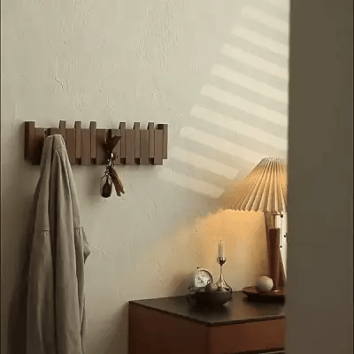 Cabide de parede artesanal Cadenza, ganchos dobráveis em forma de teclas de piano, madeira de nogueira ou faia