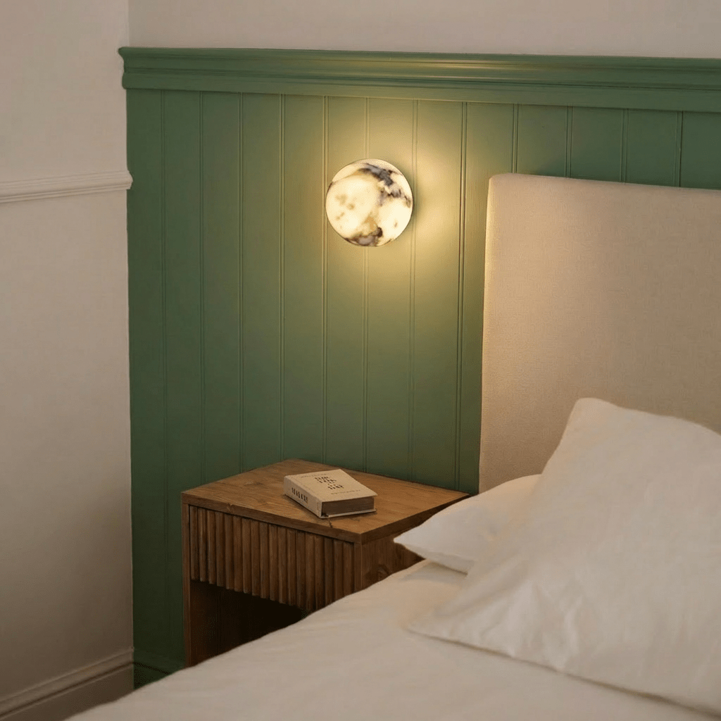 Stone Sphere Glow Wall Lamp With Warm Marble Interior Light