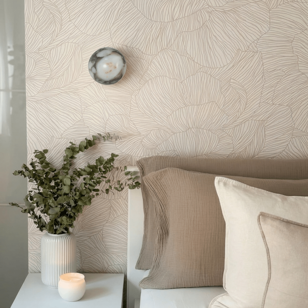 Stone Sphere Glow Wall Lamp With Warm Marble Interior Light