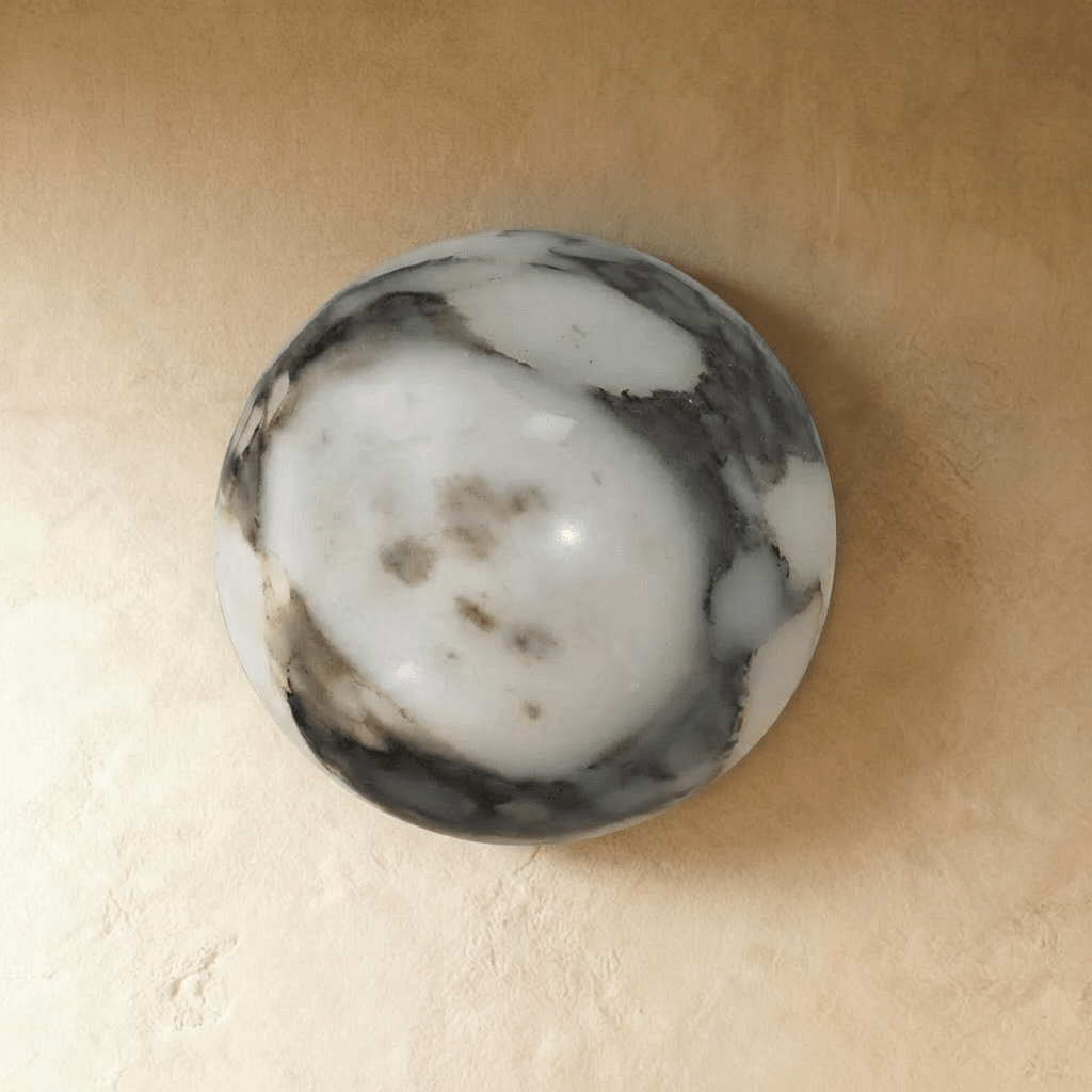 Stone Sphere Glow Wall Lamp With Warm Marble Interior Light