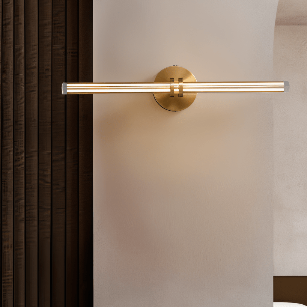 LumiCrest Prism Copper Base Triangular Glass Wall Lamp