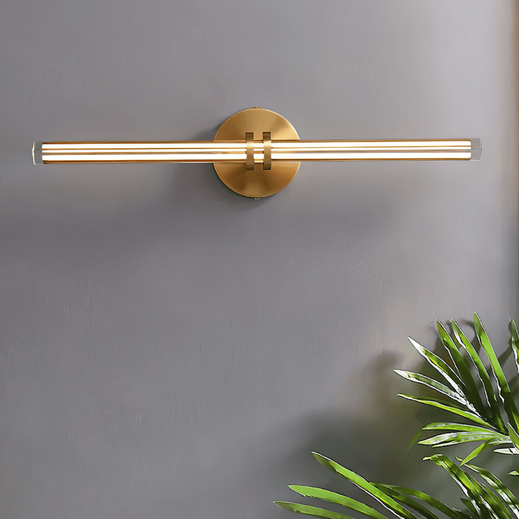 LumiCrest Prism Copper Base Triangular Glass Wall Lamp