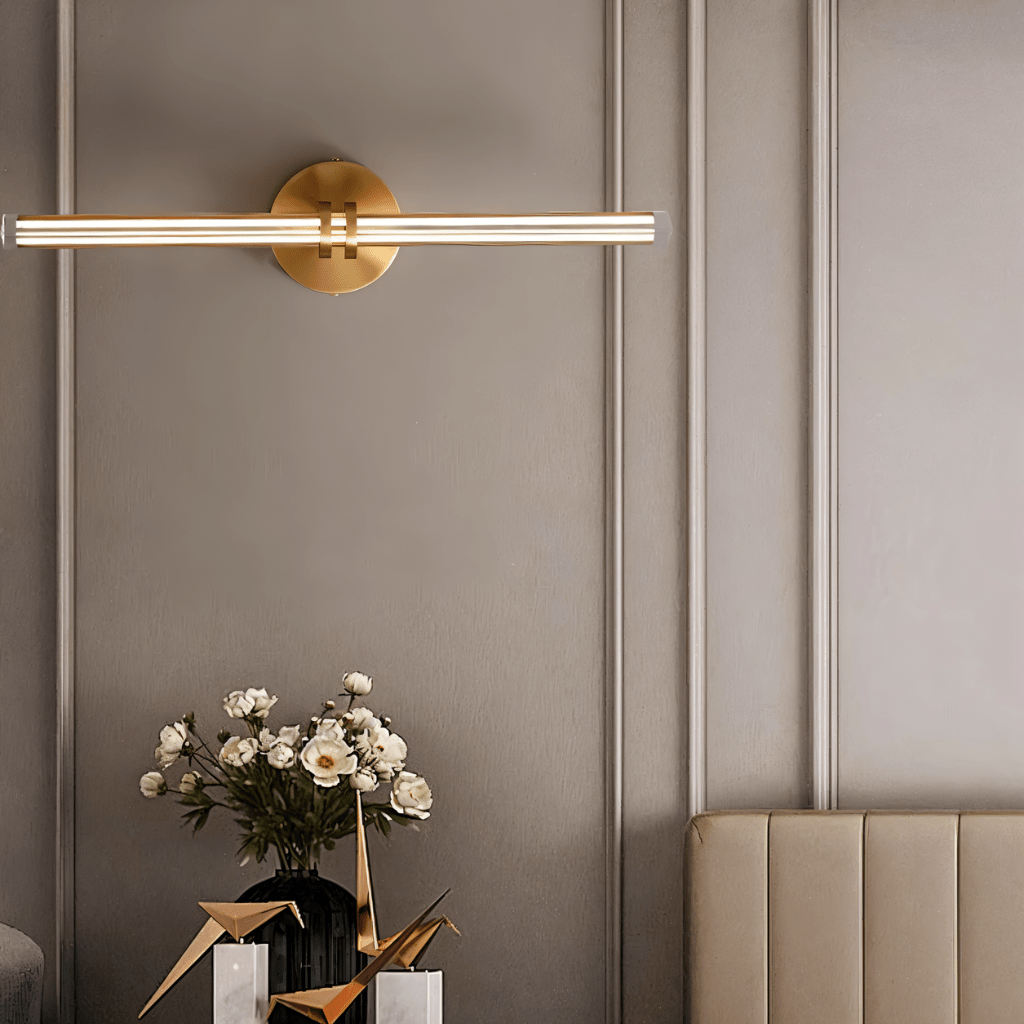 LumiCrest Prism Copper Base Triangular Glass Wall Lamp