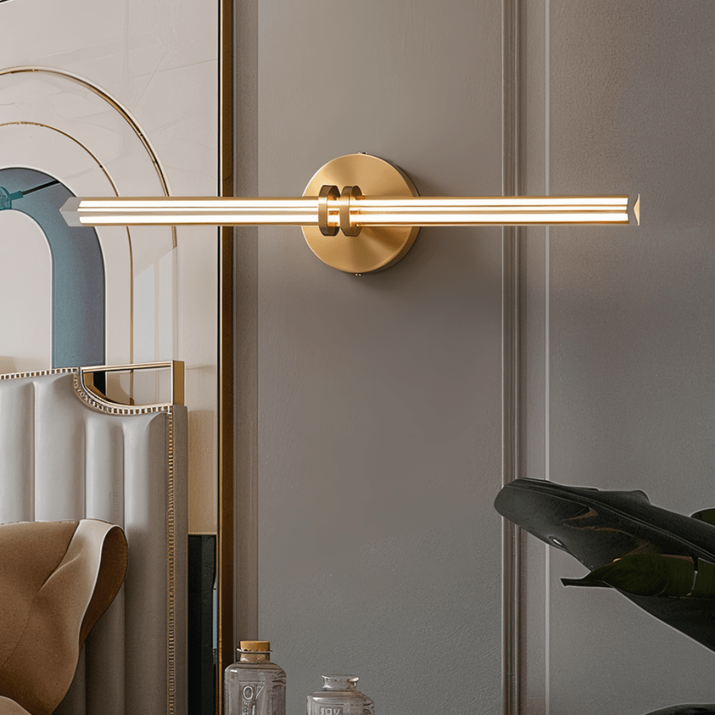 LumiCrest Prism Copper Base Triangular Glass Wall Lamp