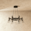 Arcadia Copper Ring Chandelier Featuring Six Clear Conical Shades