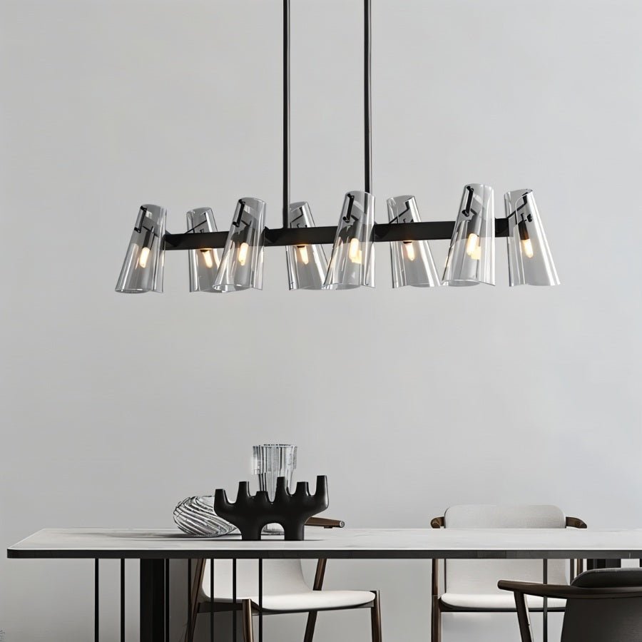 Arcadia Copper Ring Chandelier Featuring Six Clear Conical Shades