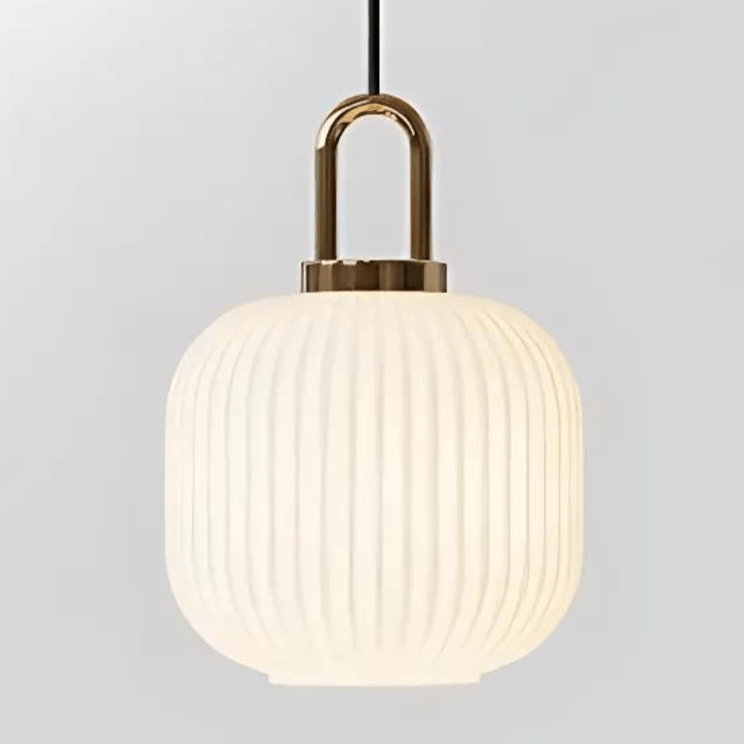 Liora Pendant Light With Glass Stone Shade, Clear & White