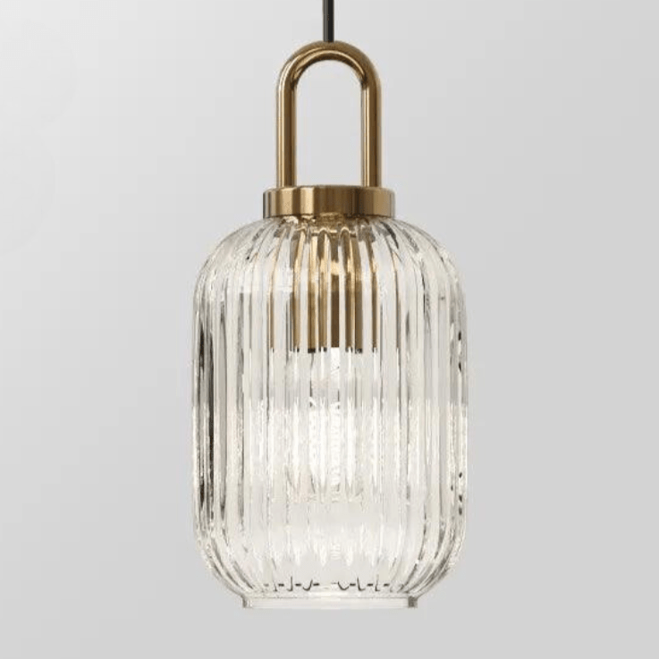 Liora Pendant Light With Glass Stone Shade, Clear & White