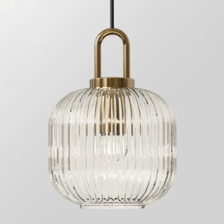 Liora Pendant Light With Glass Stone Shade, Clear & White