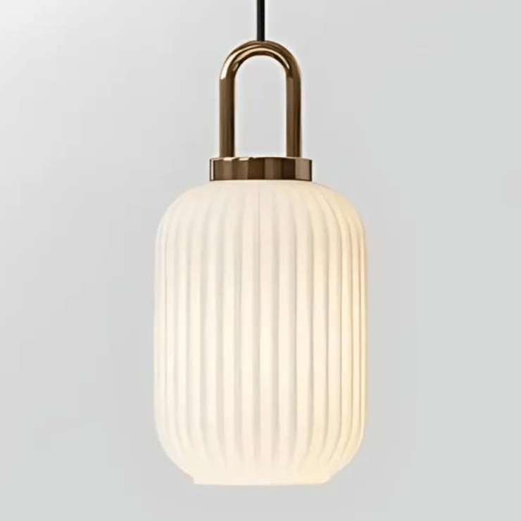 Liora Pendant Light With Glass Stone Shade, Clear & White