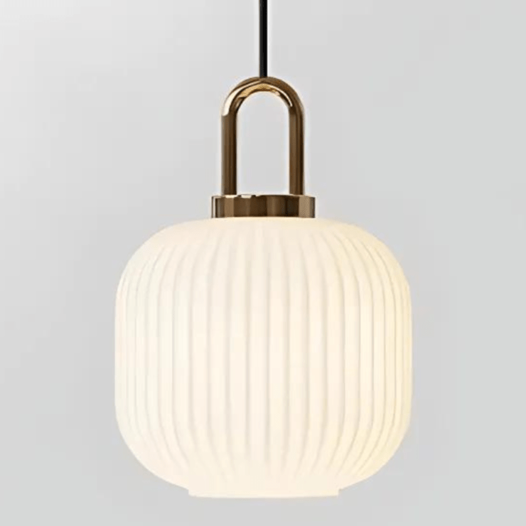 Liora Pendant Light With Glass Stone Shade, Clear & White