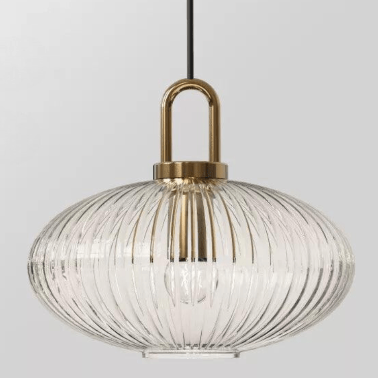 Liora Pendant Light With Glass Stone Shade, Clear & White