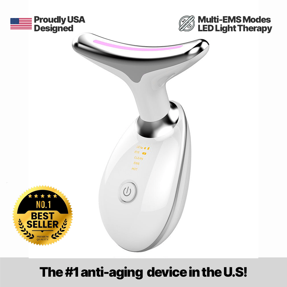 LED Facial Massager, Vibration & Heat Skincare Tool for Face and Neck