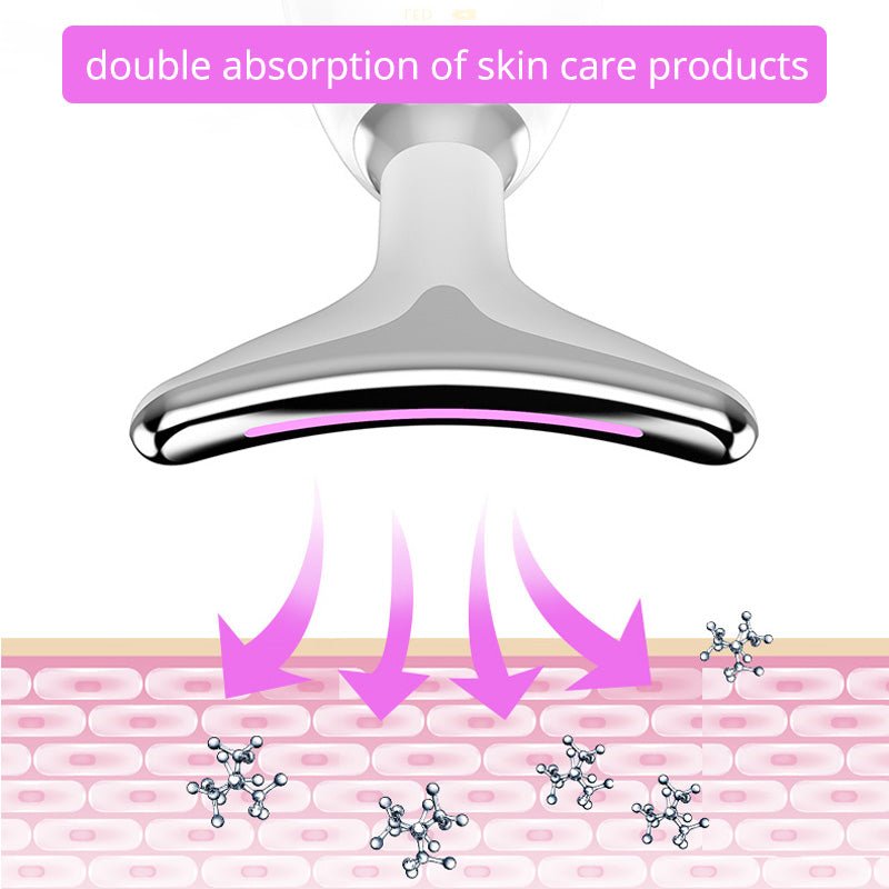 LED Facial Massager, Vibration & Heat Skincare Tool for Face and Neck