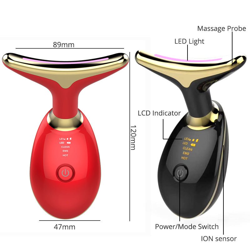 LED Facial Massager, Vibration & Heat Skincare Tool for Face and Neck