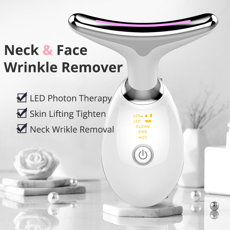 LED Facial Massager, Vibration & Heat Skincare Tool for Face and Neck