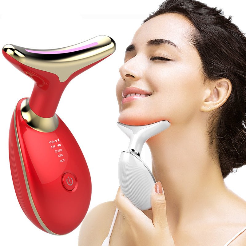 LED Facial Massager, Vibration & Heat Skincare Tool for Face and Neck