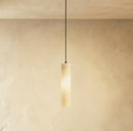 Moderne Alabaster-Zylinder-Pendelleuchte mit sanftem Glanz