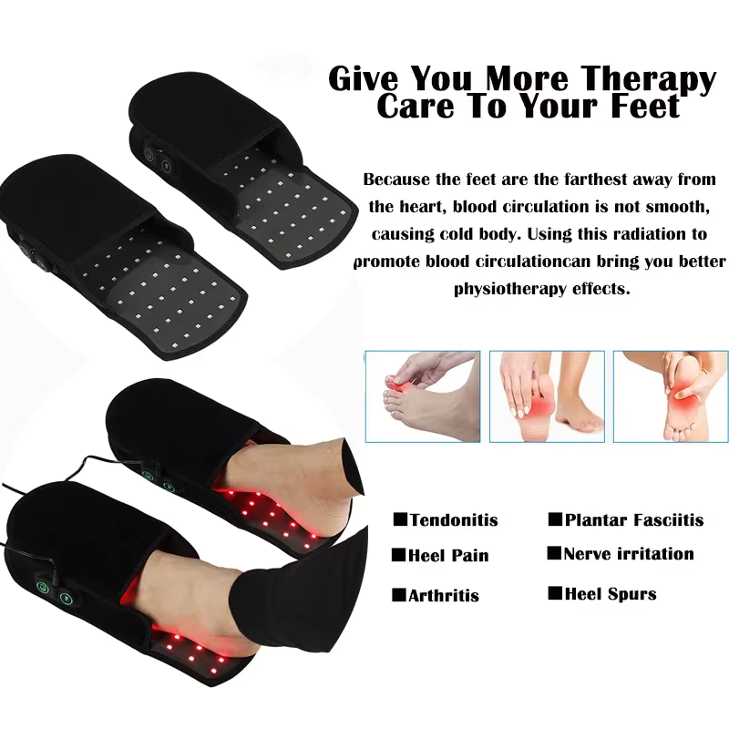 SolaraStep LED pantofle na chodidla s červeným a infračerveným světlem, univerzální velikost, s kabelem