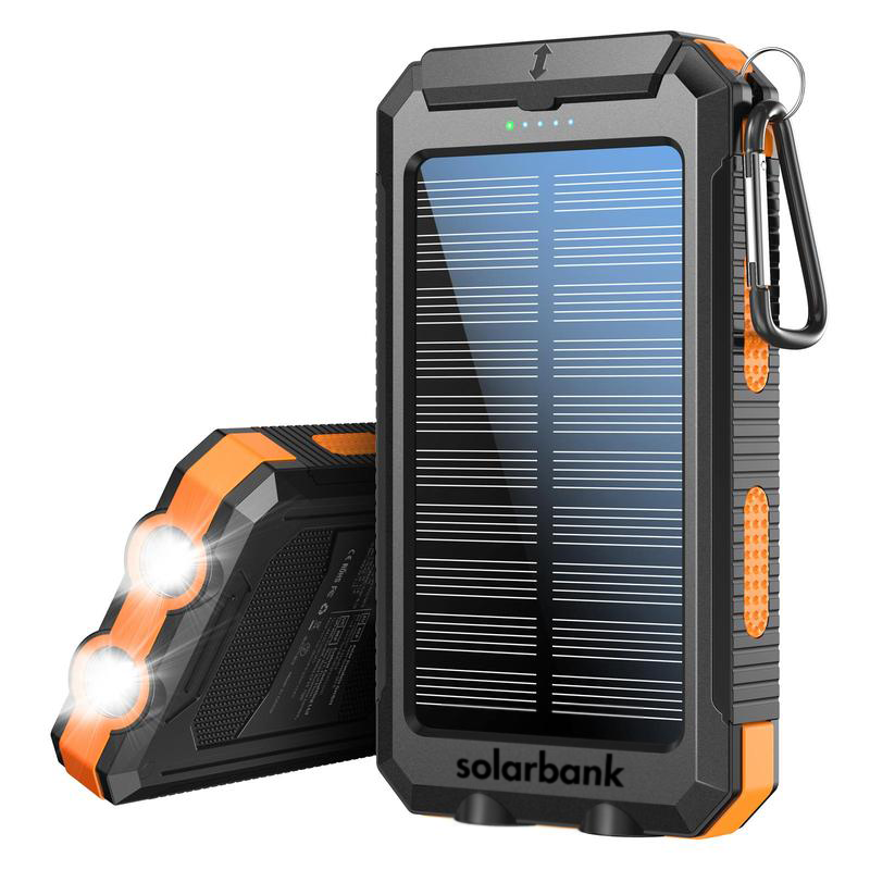 SolarPulse 20000 mAh solcelle-powerbank med LED-lommelygte