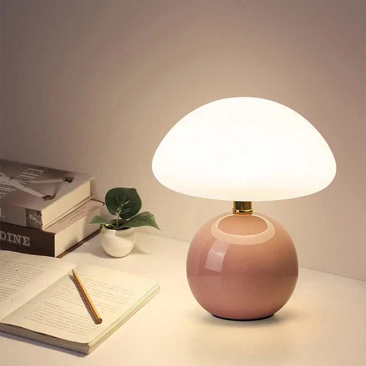 Calvryn Ceramic Mushroom Table Lamp With Bauhaus-Inspired Curves