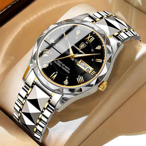Diamond-Bezel Watch For Men, Maristel Waterproof With Glowing Dial
