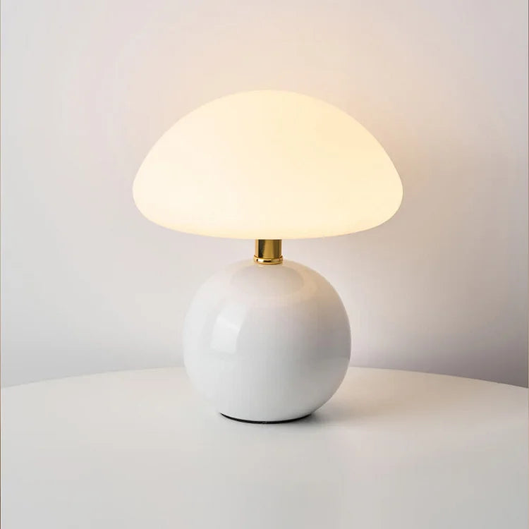 Calvryn Ceramic Mushroom Table Lamp With Bauhaus-Inspired Curves