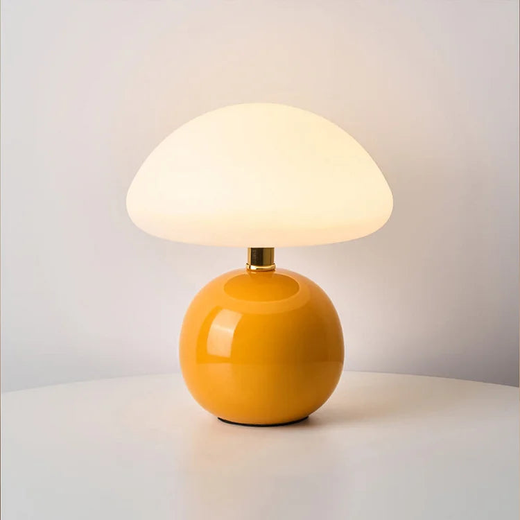 Calvryn Ceramic Mushroom Table Lamp With Bauhaus-Inspired Curves