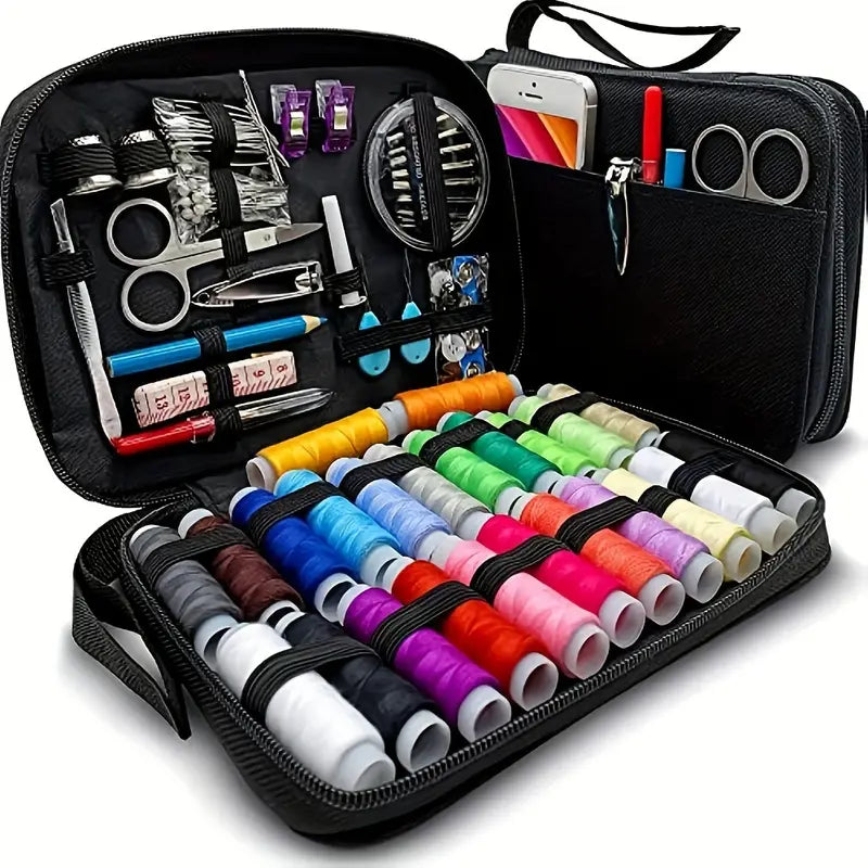 Multicolor Sewing Kit With Case For Everyday Clothing Fixes