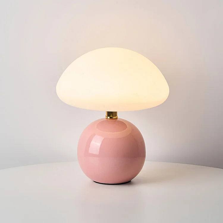 Calvryn Ceramic Mushroom Table Lamp With Bauhaus-Inspired Curves
